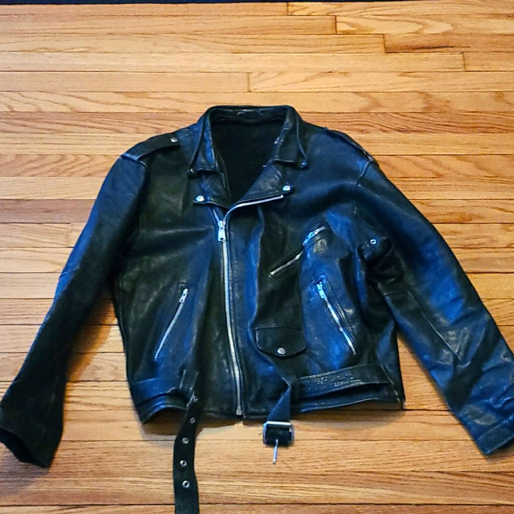 Unmarked Genuine Leather Biker Jacket